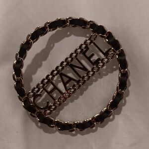 CHANEL Leather & Metal Chain Brooch from 2018